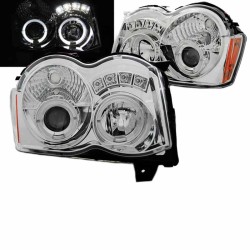 Μπροστινά Φανάρια Set Για Jeep Grand Cherokee 08-10 WK Angel Eyes & Led Χρωμίου HB4/H1 Manual Sonar Μπροστινά Φανάρια Set Για Jeep Grand Cherokee 08-10 WK Angel Eyes & Led Χρωμίου HB4/H1 Manual Sonar
