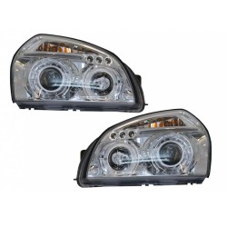 Μπροστινά Φανάρια Set Για Hyundai Tucson 04-10 Angel Eyes & Led Χρωμίου H1/H1 JunYan Μπροστινά Φανάρια Set Για Hyundai Tucson 04-10 Angel Eyes & Led Χρωμίου H1/H1 JunYan