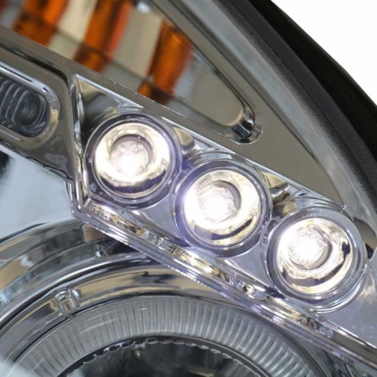 Μπροστινά Φανάρια Set Για Hyundai Tucson 04-10 Angel Eyes & Led Χρωμίου H1/H1 JunYan