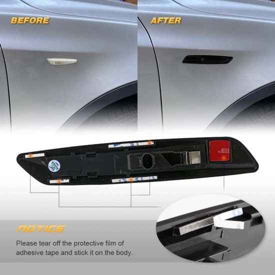 Πλαϊνά Φλας Φτερού Για Bmw 1 E81 / E82 / E87 / E88 / 3 E90 / E91 / E92 / E93 / X1 E84 / X3 E83 / F10 Look Led Dynamic Γυαλιστερό Μαύρο / Φιμέ 2 Τεμάχια