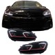 Μπροστινά Φανάρια Set Για Vw Golf VI (6) 08-12 DRL & Led Signal Dynamic Look Golf 7,5 Μαύρα Με Κόκκινη Γραμμή H7 Με Μοτέρ Carner