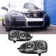 Μπροστινά Φανάρια Set Για Vw Golf V (5) 03-08 Projectors GTI / R32 Look Χρωμίου H7/H7 Με Μοτέρ & E-Mark Carner