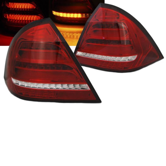 Πισινά Φανάρια Set Για Mercedes-Benz C-Class W203 00-04 Led Bar Dynamic Κόκκινο/Crystal JunYan
