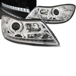 Μπροστινά Φανάρια Set Για Skoda Octavia 1Z 09-12 DRL Χρώμιο H7/H1 Με Μοτέρ Sonar