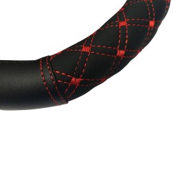 Κάλυμμα Τιμονιού Φορτηγού Δερματίνη Elegant Μαύρο Με Κόκκινη Ραφή 45cm Κάλυμμα Τιμονιού Φορτηγού Δερματίνη Elegant Μαύρο Με Κόκκινη Ραφή 45cm