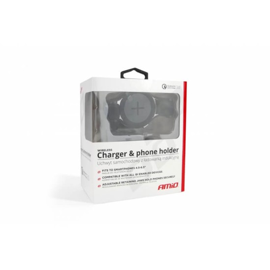 Βάση Κινητού Αυτοκινήτου Με Wireless Charger PHW-03 Για Τηλέφωνα 4,5-6,5" Amio