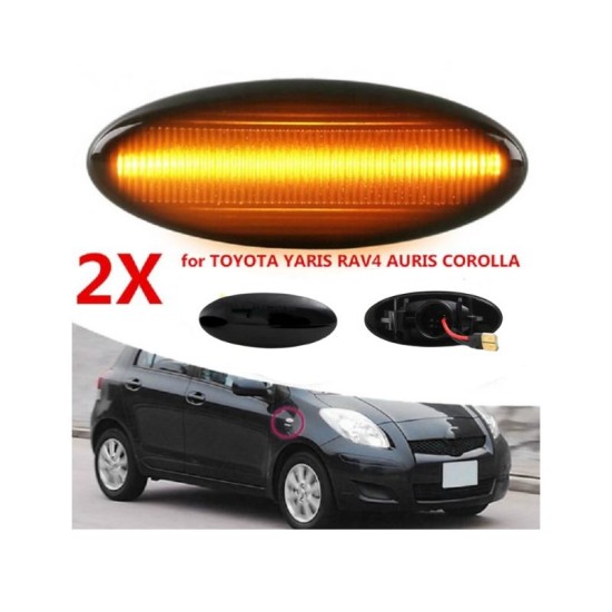 Πλαϊνά Φλας Φτερού Για Toyota Yaris 05-11 / Rav4 05-10 / Auris 06-10 / Corolla Sedan 07-11 / Verso 09-13 Led Dynamic Φιμέ 2 Τεμάχια