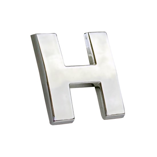 Αυτοκόλλητo Γράμμα Χρωμίου 3D ''H'' 2.7cm x 2.5cm 1 Τεμάχιο