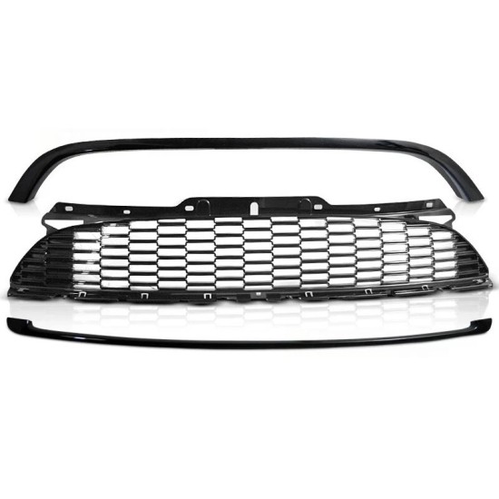 Μάσκα Για Mini Cooper 10-14 R56 / R57 / R55 Standard Version Κυψελωτή Γυαλιστερή Μαύρη 3 Τεμάχια