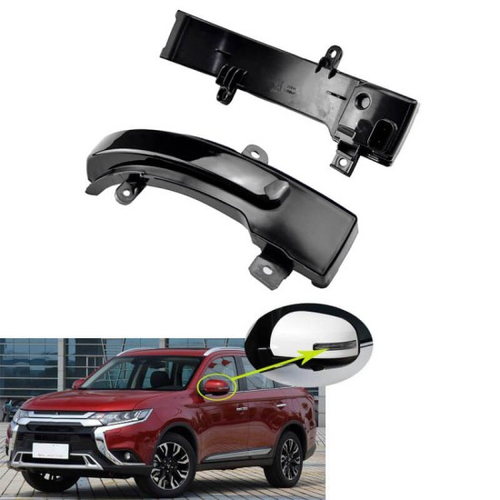 Φλας Καθρέπτη Για Citroen C4 Air Cross 12-15 / Mitsubishi ASX 10-14, L200 05-15, Pajero, Pajero Sport 08+, Outlander 12+ / Peugeot 4008 12-17 Dynamic Led Canbus Μαύρο 2 Τεμάχια