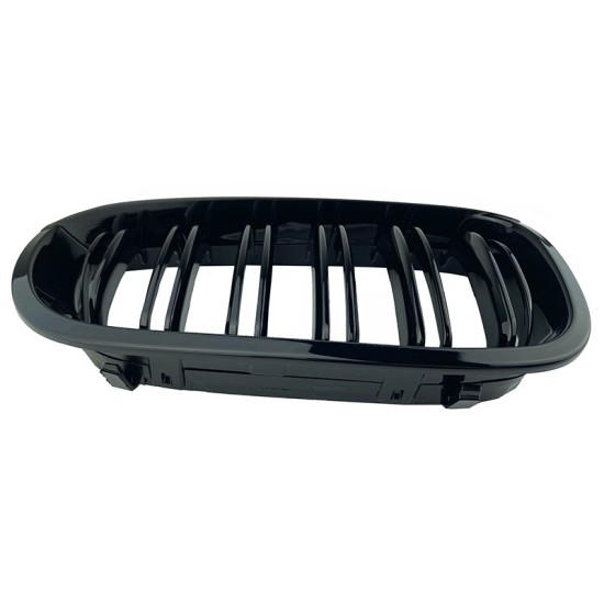 Καρδιές Μάσκας Για Bmw 3 E46 03-06 Coupe/Cabrio M4 Look Με Διπλή Γρίλια  Μαύρο Γυαλιστερό 2 Τεμάχια