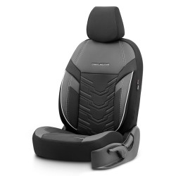 Καλύμματα Αυτοκινήτου Otom Reflective Design Universal Jacquard / Rachel / Δερματίνη Σετ Εμπρός / Πίσω 11 Τεμαχίων Μαύρο Με Άσπρη Ραφή RFL-2602