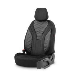 Καλύμματα Αυτοκινήτου Otom Infinity Design Universal Sued / Δερματίνη Καπιτονέ / Rachel Σετ Εμπρός / Πίσω 11 Τεμαχίων Μαύρο Με Άσπρη Ραφή INF-2003