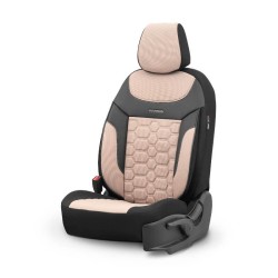 Καλύμματα Αυτοκινήτου Carbon Design Universal Jacquard / Rachel / Δερματίνη Σετ Εμπρός / Πίσω 11 Τεμαχίων Μπεζ CRB-3403