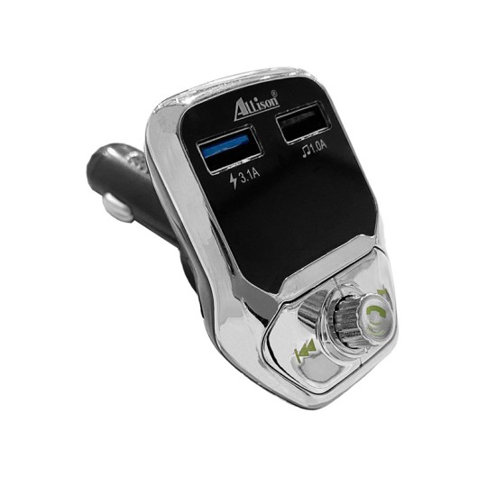 Fm Transmitter Με Bluetooth, Φορτιστής 2 USB, Οθόνη LCD Και Τηλεχειριστήριο Als-A688 24 Volt Ασημί-Μαύρο 1 Τεμάχιο