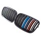 Καρδιές Μάσκας Για Bmw X5 E70 07-13 / X6 E71 08-14 M4 Look Με Διπλή Γρίλια Tri- Color Μαύρο Γυαλιστερό Με 7 Γρίλιες 2 Τεμάχια