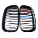 Καρδιές Μάσκας Για Bmw X5 E70 07-13 / X6 E71 08-14 M4 Look Με Διπλή Γρίλια Tri- Color Μαύρο Γυαλιστερό Με 7 Γρίλιες 2 Τεμάχια