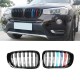 Καρδιές Μάσκας Για Bmw X3 F25 LCI 14-17 / X4 F26 14-17 M4 Look Με Διπλή Γρίλια Tri-Color Μαύρο Γυαλιστερό Με 7 Γρίλιες 2 Τεμάχια