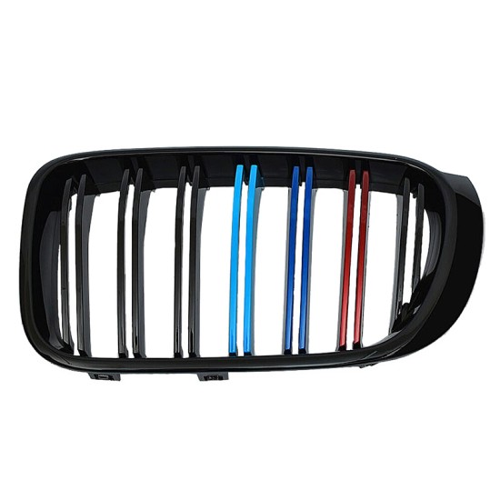 Καρδιές Μάσκας Για Bmw X3 F25 LCI 14-17 / X4 F26 14-17 M4 Look Με Διπλή Γρίλια Tri-Color Μαύρο Γυαλιστερό Με 7 Γρίλιες 2 Τεμάχια