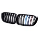 Καρδιές Μάσκας Για Bmw X3 F25 LCI 14-17 / X4 F26 14-17 M4 Look Με Διπλή Γρίλια Tri-Color Μαύρο Γυαλιστερό Με 7 Γρίλιες 2 Τεμάχια