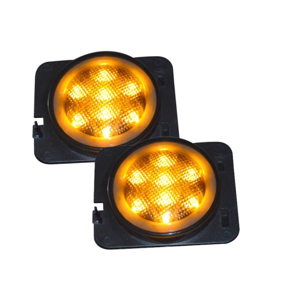 Πλαϊνά Φλας Φτερού Για Jeep Wrangler JK 07-18 Χρώμιο Led 2 Τεμάχια