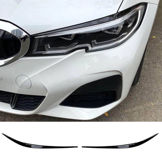Φρυδάκια Μπροστινών Φαναριών Για Bmw 3 G20 / G21 2019-2021 Pre-LCI Βαμμένα Μάυρο Γυαλιστερό Χρώμα 2 Τεμάχια