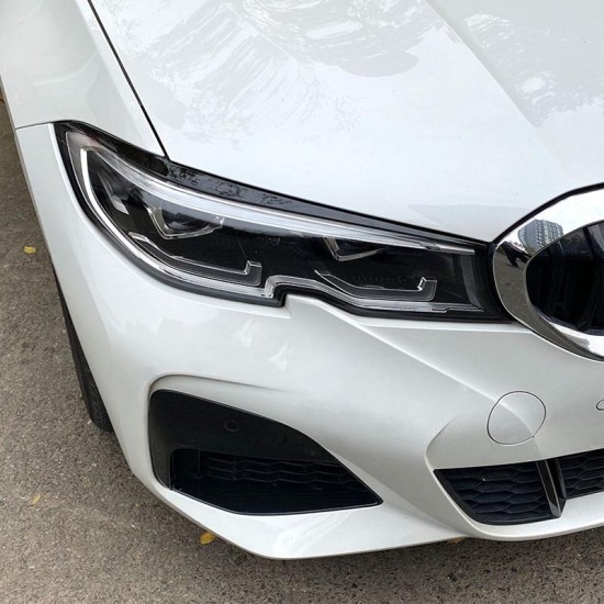 Φρυδάκια Μπροστινών Φαναριών Για Bmw 3 G20 / G21 2019-2021 Pre-LCI Βαμμένα Μάυρο Γυαλιστερό Χρώμα 2 Τεμάχια