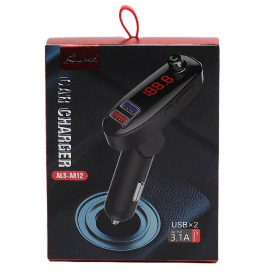 FM Transmitter Με Bluetooth 2 USB Οθόνη LCD Και Τηλεχειριστήριο ALS-A812 12 Volt Μαύρο 1 Τεμάχιο