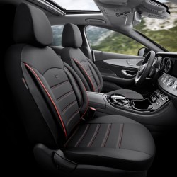 Καλύμματα Αυτοκινήτου Otom Inspire Design Universal Full Δερματίνη Σετ Εμπρός / Πίσω 11 Τεμαχίων Μαύρο Με Κόκκινη Ραφή INS-3503