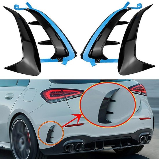 Πλαινά Πτερύγια Πισινού Προφυλακτήρα Για Mercedes-Benz  A-Class W177 Hatchback Με Amg Line Προφυλακτήρα Γυαλιστερό Μαύρο 2 Τεμάχια