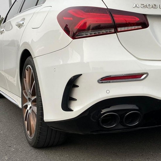 Πλαινά Πτερύγια Πισινού Προφυλακτήρα Για Mercedes-Benz  A-Class W177 Hatchback Με Amg Line Προφυλακτήρα Γυαλιστερό Μαύρο 2 Τεμάχια