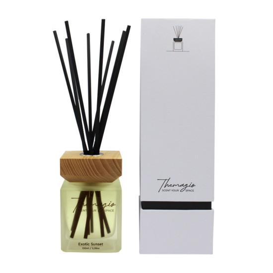Αρωματικό Χώρου Σε Διάφανο Μπουκάλι Με Μαύρα Sticks "Exotic Sunset" 100ml Themagio 77304