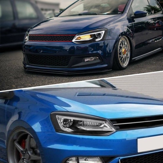 Μπροστινά Φανάρια Set Για Vw Polo 6R/6C 09-17 DRL Tube & Dynamic Φλας H7 Με Μοτέρ V-Land