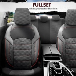 Καλύμματα Αυτοκινήτου Otom "Nova" Universal Ύφασμα Jacquard / Δερματίνη Σετ Εμπρός / Πίσω 11 Τεμαχίων Μαύρο / Κόκκινο NOV-3302