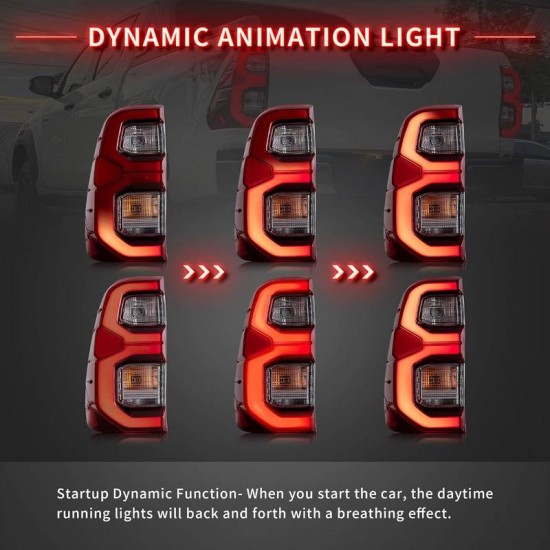 Πισινά Φανάρια Set Για Toyota Hilux Revo 2015-2020 Led Bar Animation Κόκκινο/Clystal VLAND