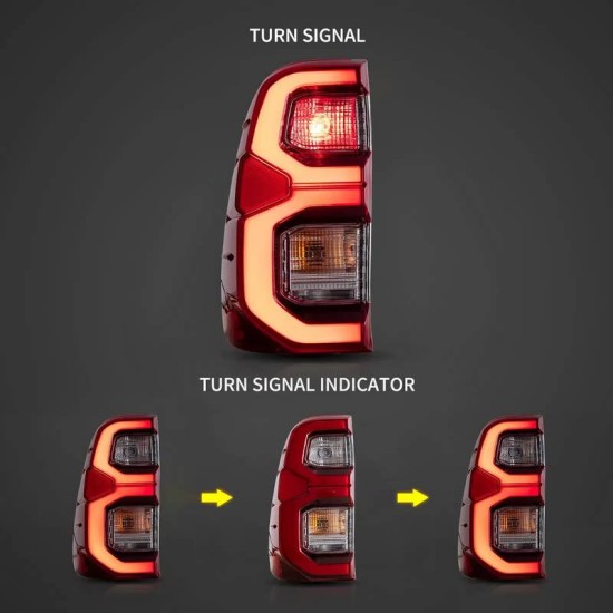 Πισινά Φανάρια Set Για Toyota Hilux Revo 2015-2020 Led Bar Animation Κόκκινο/Clystal VLAND