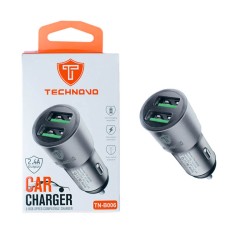 Φορτιστής Αναπτήρα Αυτοκινήτου Technovo TN-B006 Με 2 Θύρες USB 2.4A 12-24V Μαύρο 1 Τεμάχιο