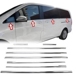 Διακοσμητικά Τριμ Παραθύρων Χρωμίου Για Mercedes-Benz Vito W447 2014+ L3 Σετ 8 Τεμάχια