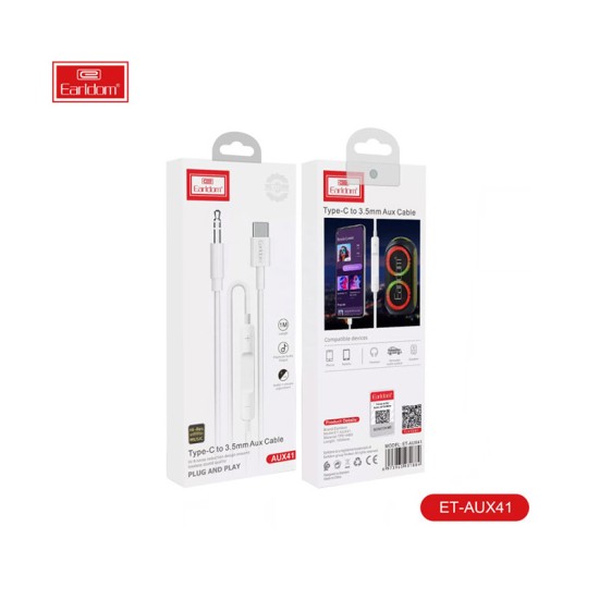 Καλώδιο Ήχου Aux 3.5mm Σε Type-C 1m AUX41 Earldom 1 Τεμάχιο