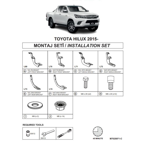 Βάσεις Πλαινών Σκαλοπατιών (Dma) Για Toyota Hilux 2015- Pk An120 Βάσεις Πλαινών Σκαλοπατιών (Dma) Για Toyota Hilux 2015- Pk An120