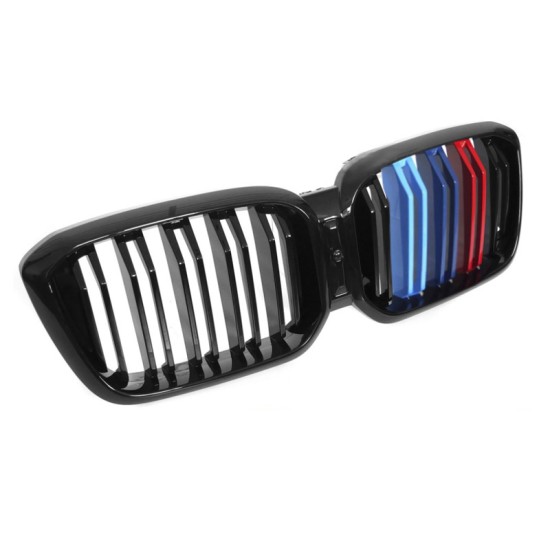 Καρδιές Μάσκας Για Bmw BMW X3 G01 LCI / X4 G02 LCI 21-25 Sport LookTri-Colour  Με Διπλή Γρίλια Μαύρο Γυαλιστερό Με 6 Γρίλιες 2 Τεμάχια
