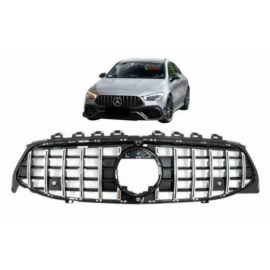 Μάσκα Για Mercedes-Benz CLA-Class C118 / W119 19+ GT Amg Panamericana Look Μαύρη Γυαλιστερή Με Χρώμιο 1 Τεμάχιο
