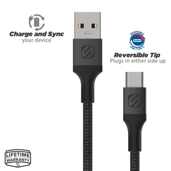 Scosche CAB4-SP StrikeLine™ Premium Braided Cable for USB-C Devices BLACK-