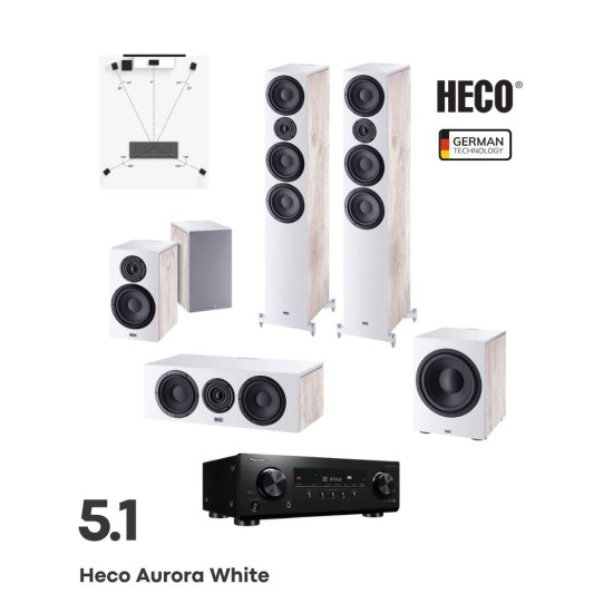 Heco Aurora White 5.1 Bundle Ηχεία Home Cinema με Ραδιοενισχυτή Pioneer VSX-534 (Σετ)-