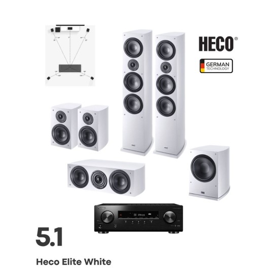 Heco Elite White 5.1 Bundle Ηχεία Home Cinema με Ραδιοενισχυτή Pioneer VSX-534 (Σετ)-