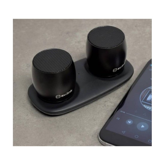 AvLink 100.620UK Sound Shots Ασύρματα Φορητά Ηχεία με Bluetooth 6W RMS Μαύρο (Ζεύγος)