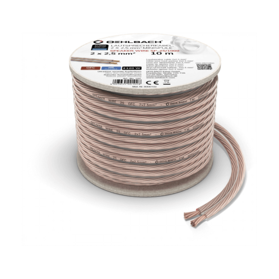 Oehlbach Speaker Wire SP-25 Καλώδιο Ηχείων 2 x 2,5 mm² 10m Διαφανές (Τεμάχιο)