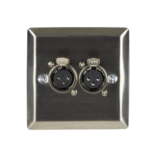 AvLink 123.317UK Ατσάλινη Επιτοίχια Πρίζα με 2 Υποδοχές XLR (Τεμάχιο)