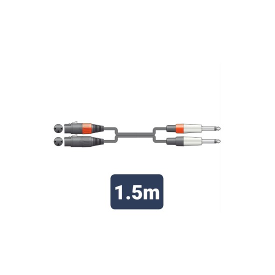 26J-2XF150 Καλώδιο Ήχου 2 x XLR Female - 2 x 6.3mm Mono Jack Plugs 1.5m (Τεμάχιο)