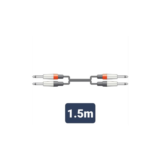 2M6J-J150 Καλώδιο Ήχου 2 x 6.3mm Mono Jack Plugs - 2 x 6.3mm Mono Jack Plugs 1m (Τεμάχιο)